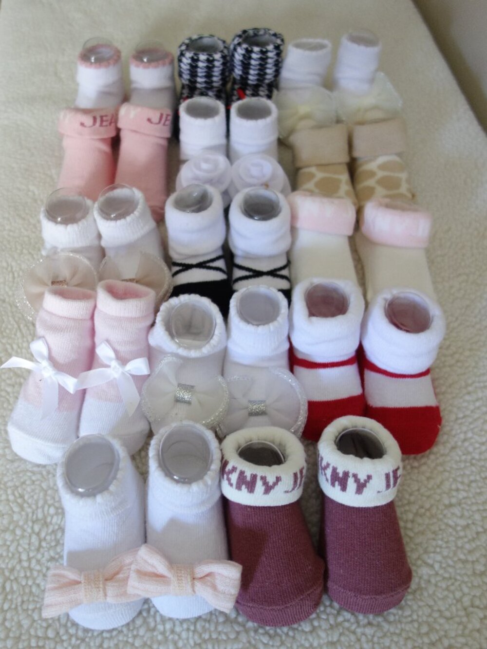 14 New Pairs of Infant Baby Girl Dress Socks Incl. DKNY & Laura Ashley Ruffles B